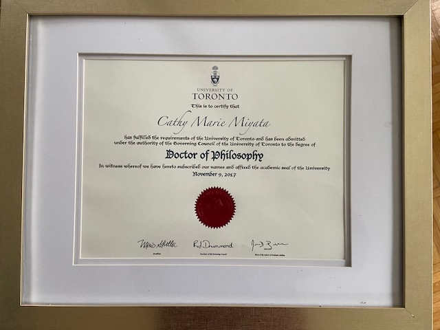 Cathy Miyata — Doctor of Philosophy, University of Toronto, 2017