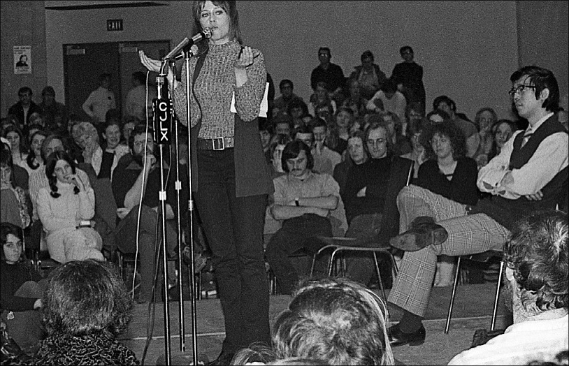 Jane Fonda also known as Hanoi Jane presents to student audience at Lakehead University